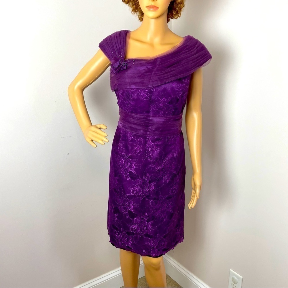 Jade by Jasmine Wine Lace Formal Dress  NWOT - Size 14P